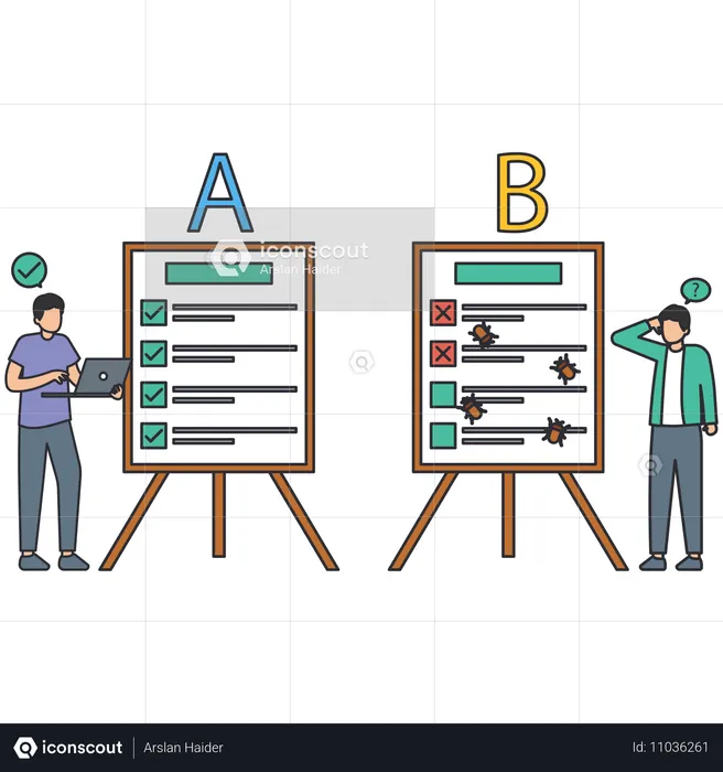 Personen, die AB-Tests durchführen  Illustration