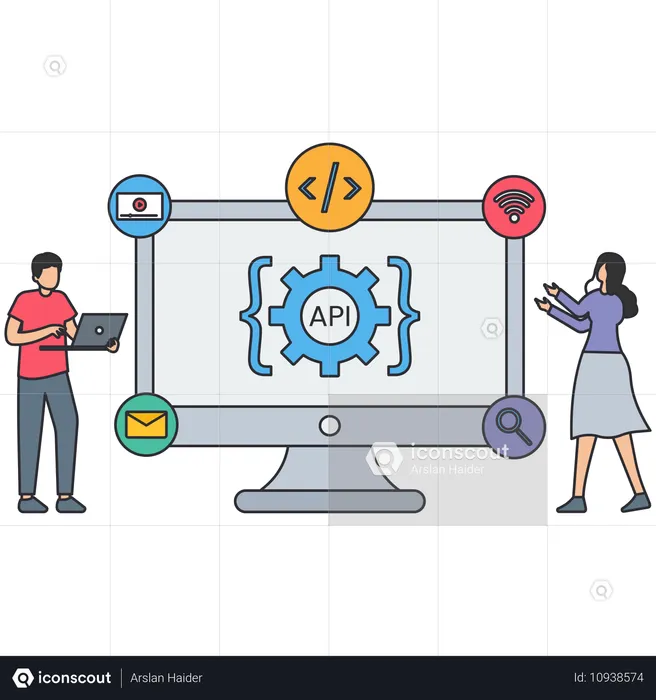 Leute, die am API-Programm arbeiten  Illustration