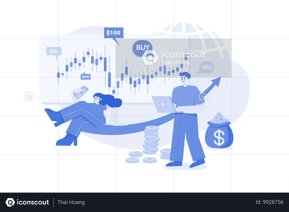 Menschen, die an der Börse handeln  Illustration