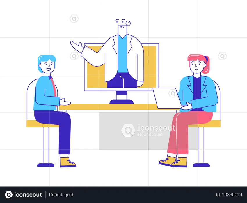 Leute, die an Online-Meetings teilnehmen  Illustration