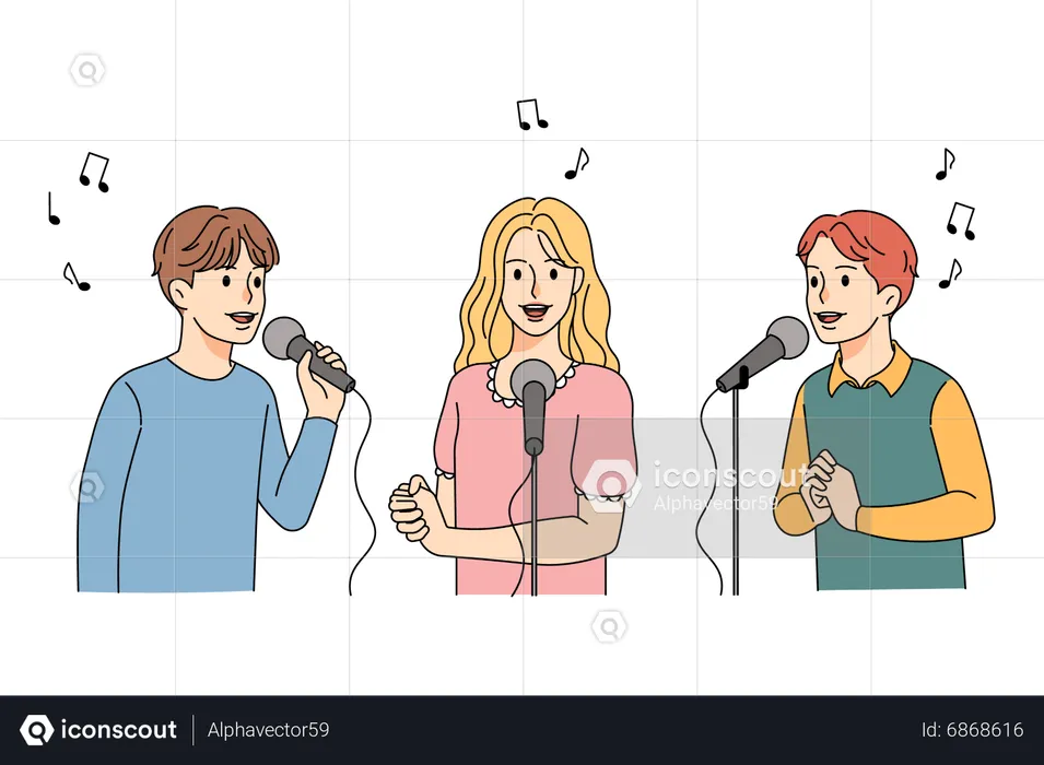 Menschen, die beim Konzert singen  Illustration