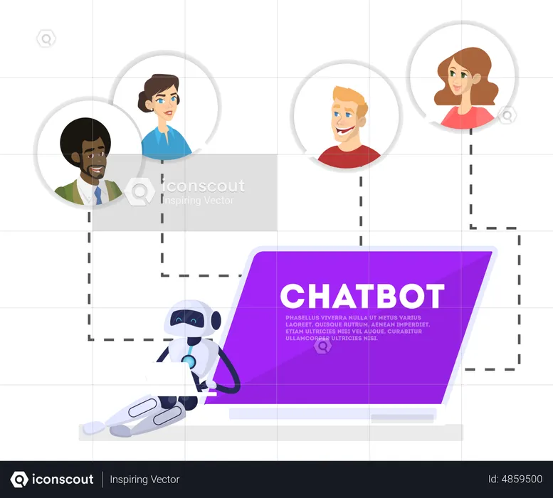 Personen, die den Chatbot-Dienst nutzen  Illustration