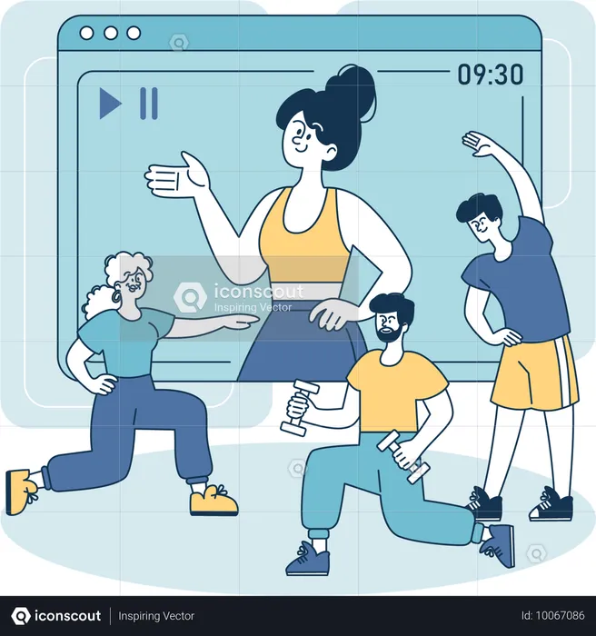 Personen, die die Fitness-App nutzen  Illustration