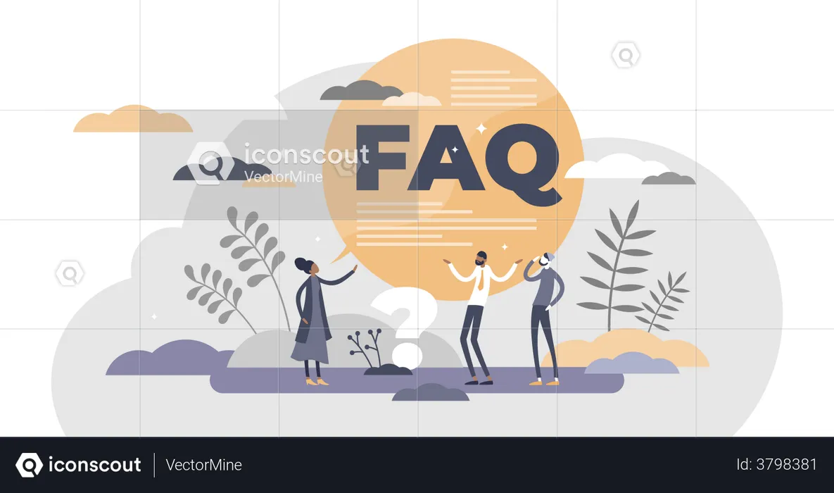Personen, die FAQ als Hilfe verwenden  Illustration