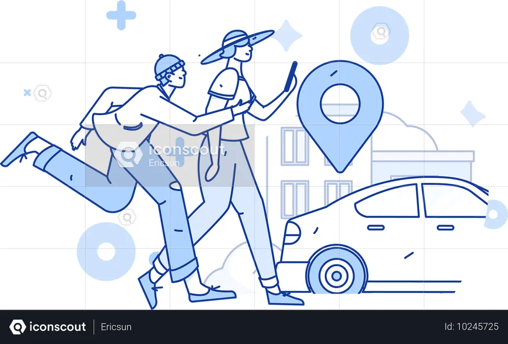 Personen, die mit dem Taxi reisen  Illustration