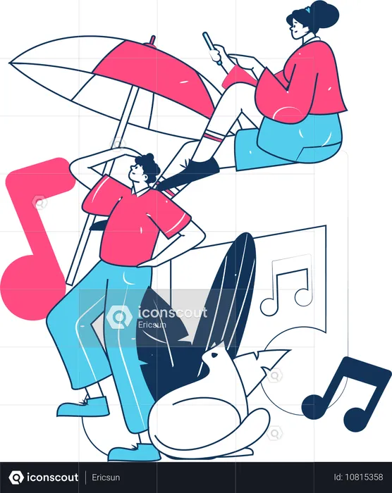 Leute, die Musik hören  Illustration