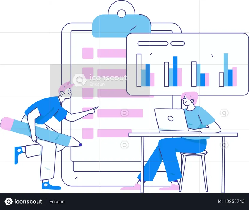 Personen, die Online-Datenauswertungen durchführen  Illustration