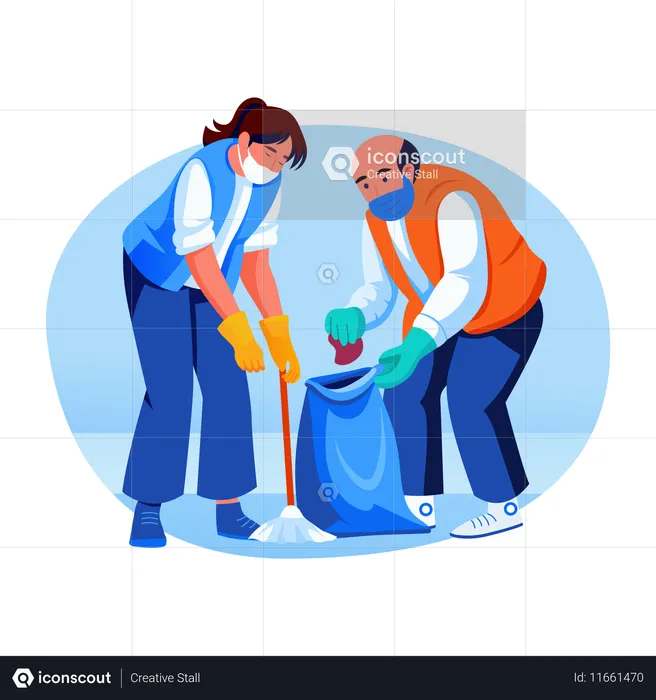 Leute, die Reinigungsdienste leisten  Illustration