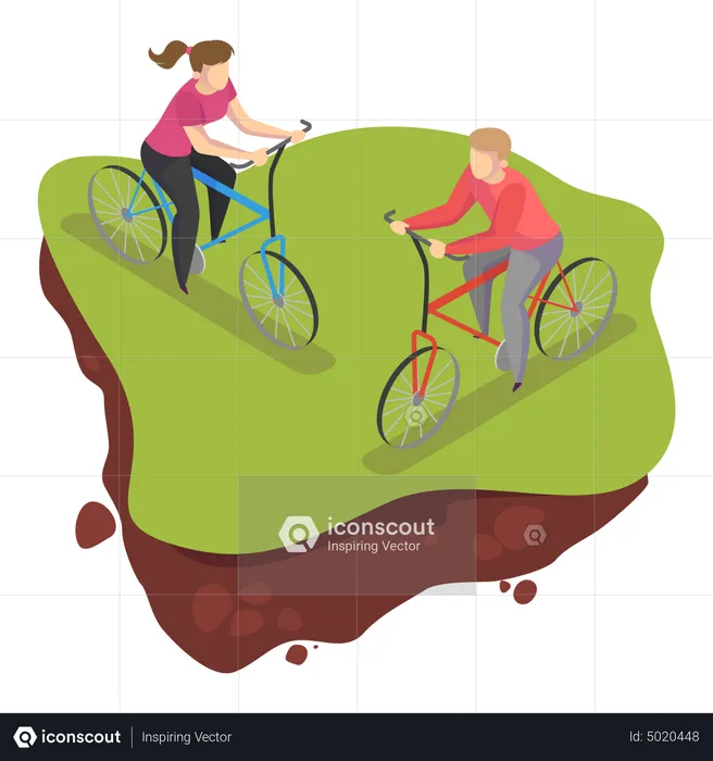 Die Leute fahren Fahrrad im öffentlichen Park  Illustration