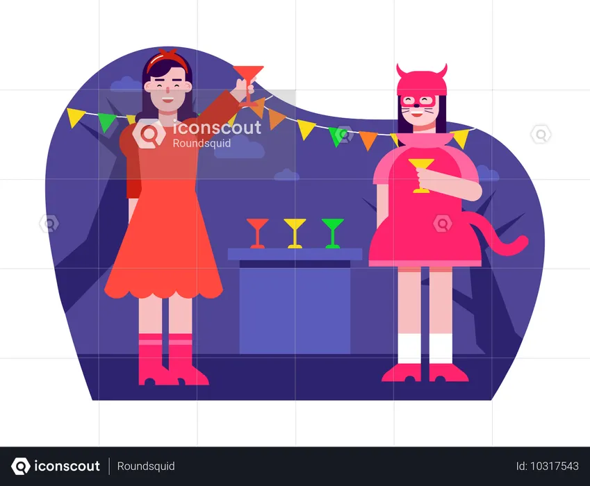 Leute, die Halloween-Party feiern  Illustration