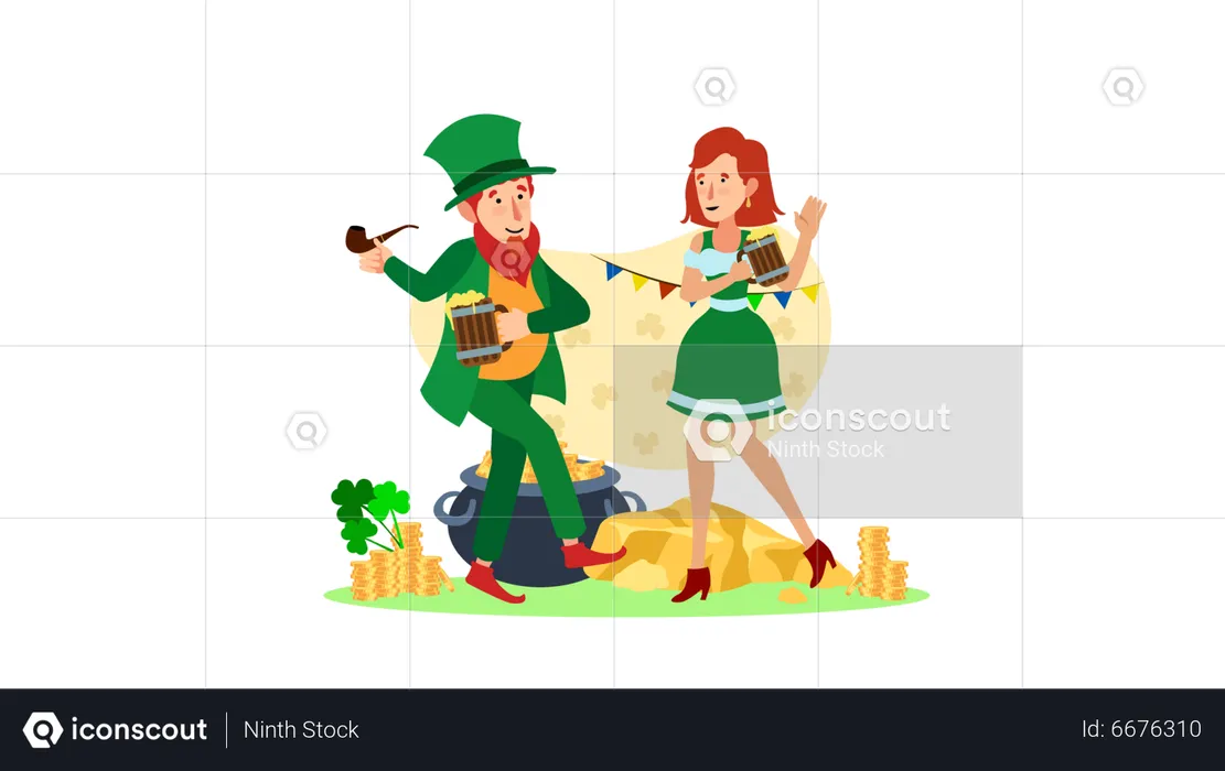 Die Menschen feiern den St. Patrick’s Day  Illustration