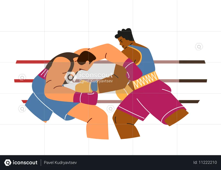 Menschen kämpfen im Boxkampf  Illustration