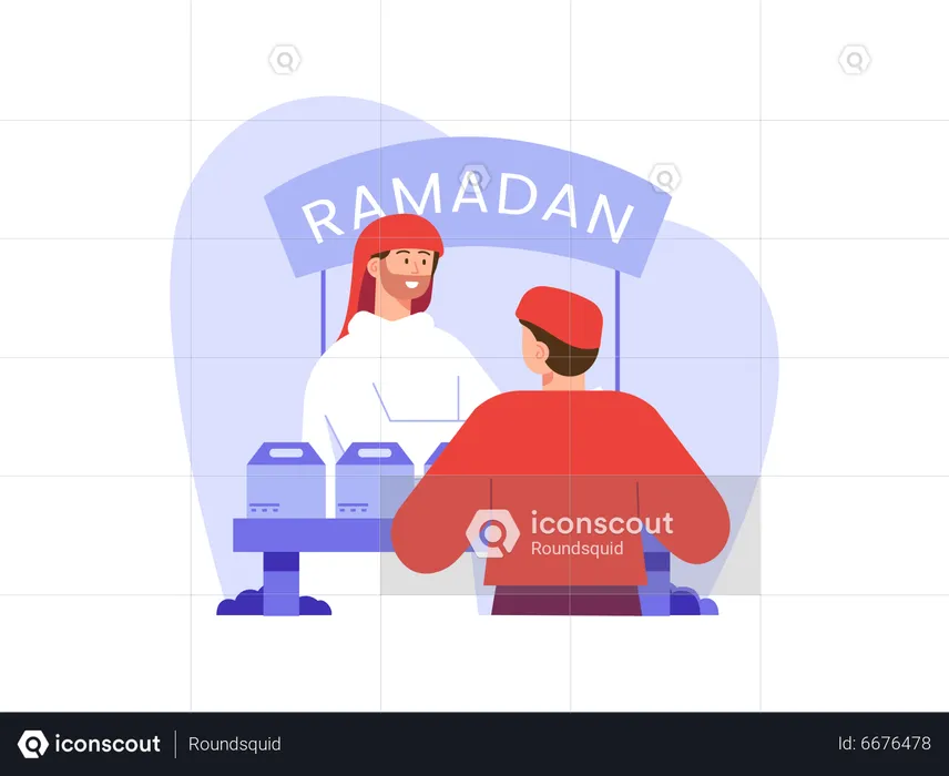 Menschen beim Einkaufen für den Ramadan  Illustration