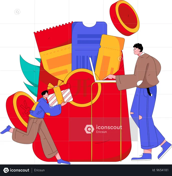 Menschen mit Geschenkumschlag  Illustration