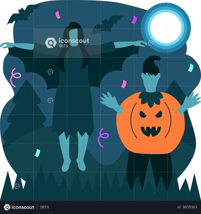 Menschen mit Halloweenkostümen  Illustration