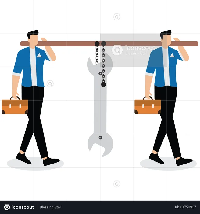 Menschen mit Schraubenschlüssel  Illustration