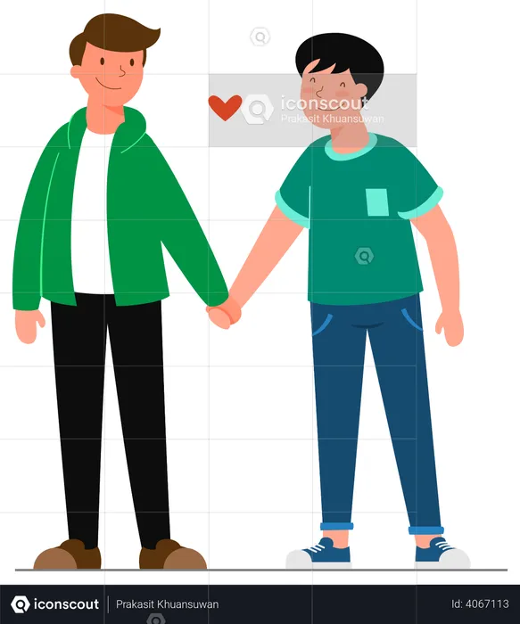 LGBT male couple standing together  Illustration
