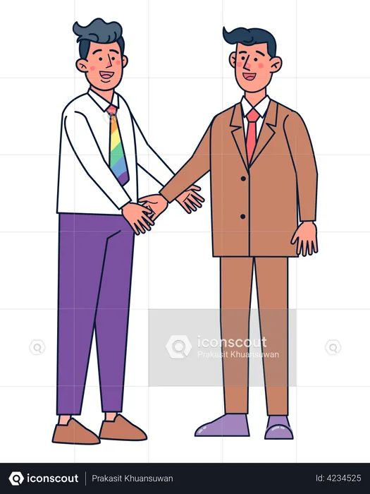 LGBT Men shaking hand  Illustration