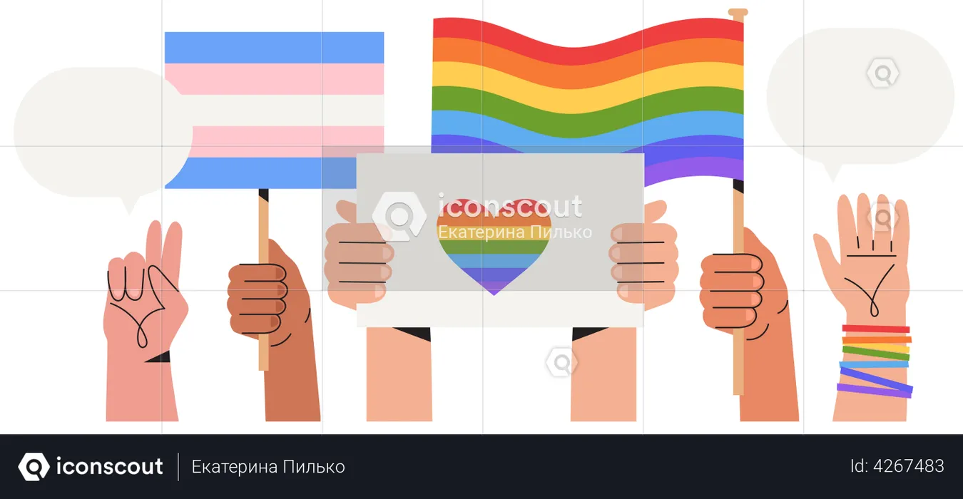 LGBT pride month celebration against violence, discriminations and human rights violation  Illustration