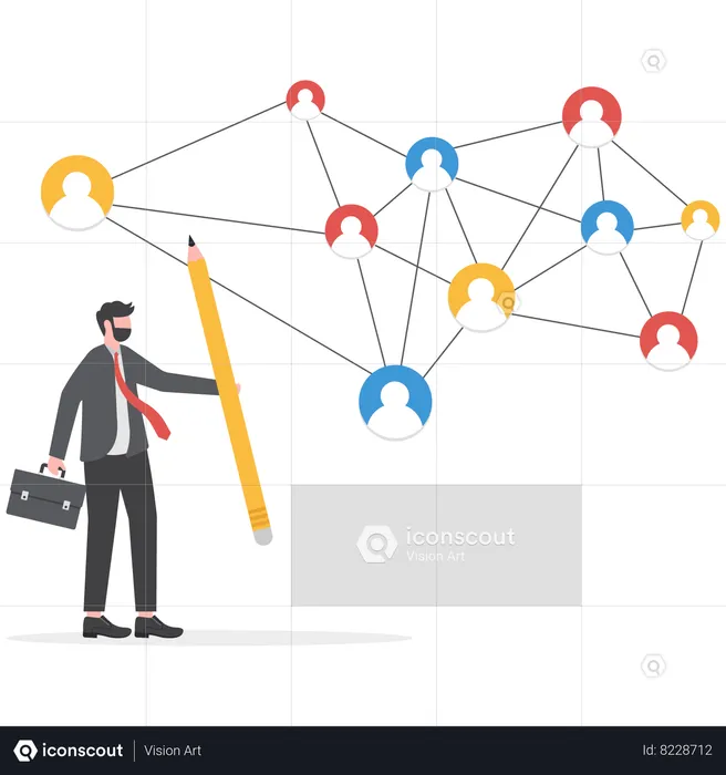 L'homme d'affaires élargit ses relations commerciales  Illustration