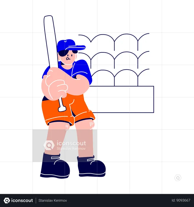 L'homme est debout avec une batte de baseball  Illustration