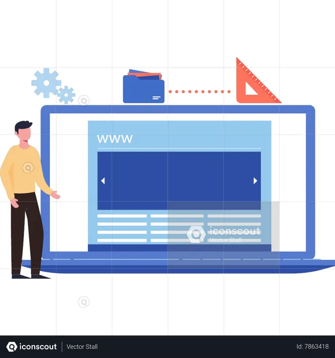 L'homme fait de la programmation de sites Web  Illustration