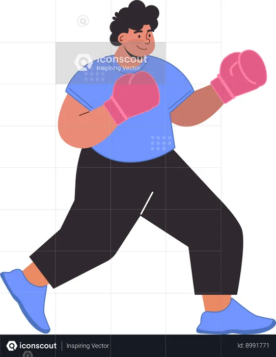 L'homme pratique la boxe  Illustration