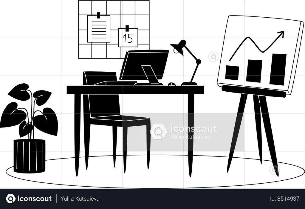 Lieu de travail au bureau  Illustration