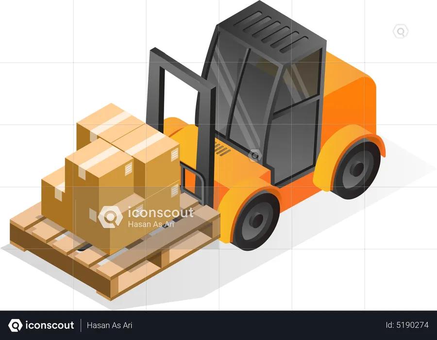 Lifting goods on pallets with forklift  Illustration