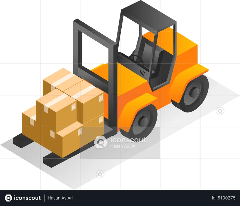 Lifting goods with a forklift  Illustration