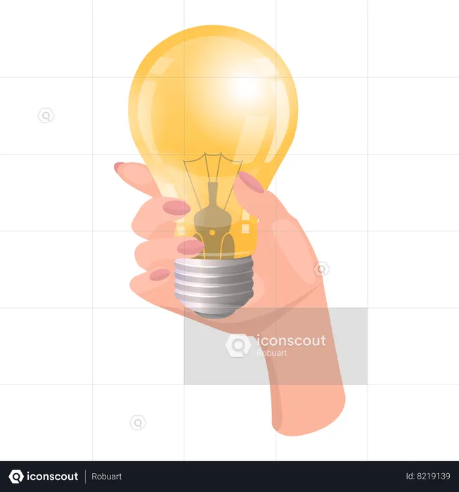 Light bulb in human hand  Illustration