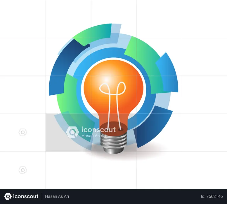 Light bulb with abstract digital light swirls  Illustration