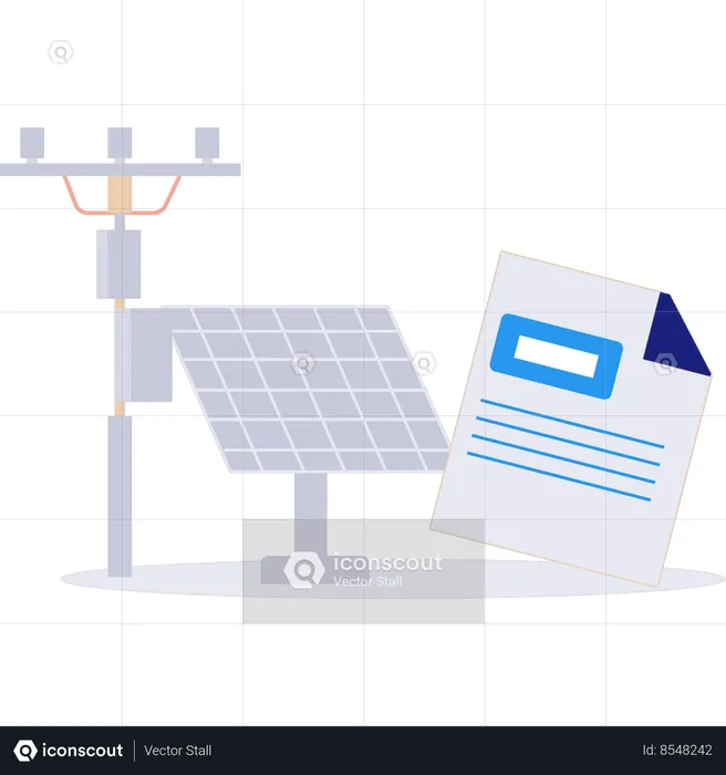 Light tower is connected to solar panel  Illustration