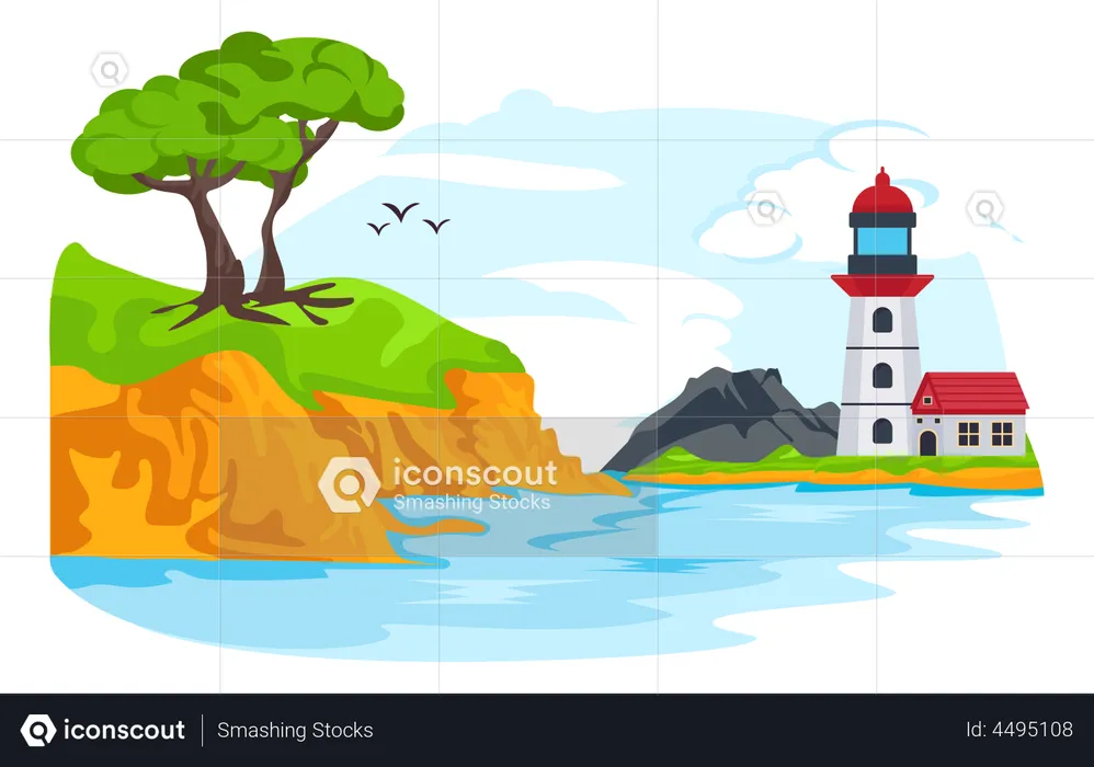 Lighthouse Landscape  Illustration