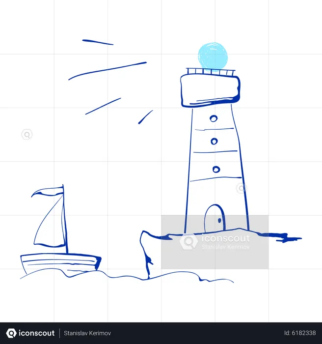 Lighthouse shows the way  Illustration