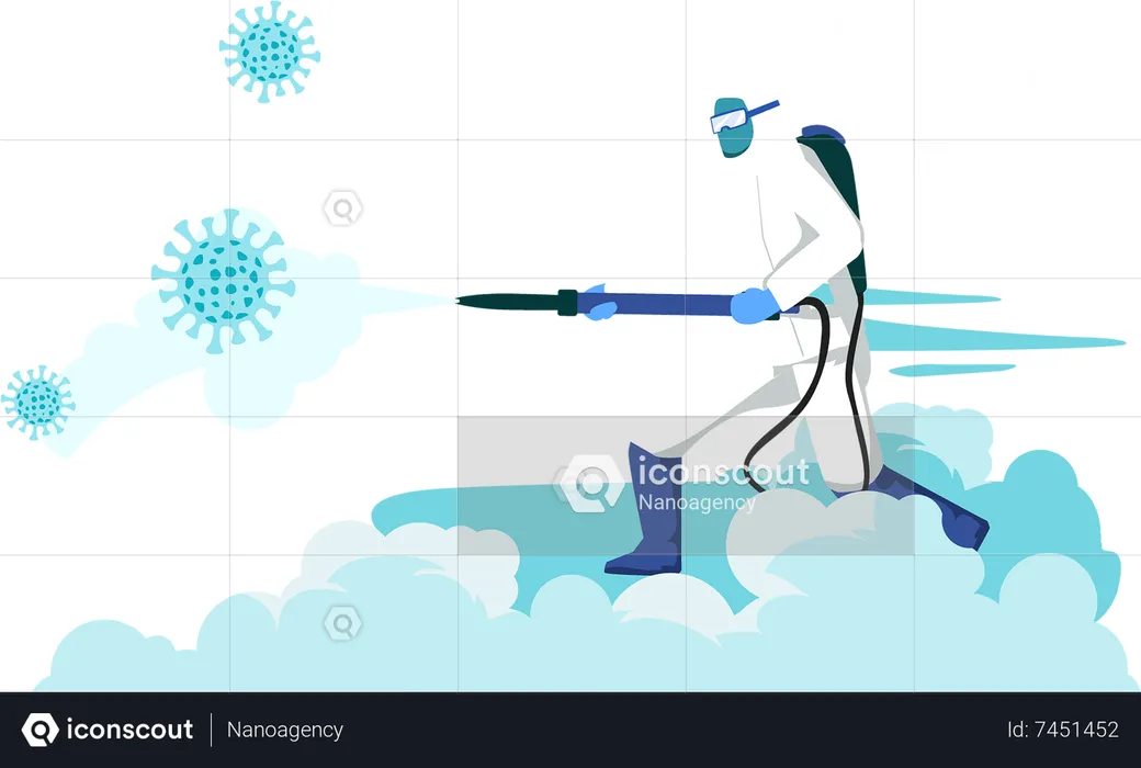 Limpieza y desinfección del coronavirus Covid-19  Ilustración