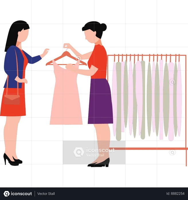 Linda garota está comprando roupas  Ilustração