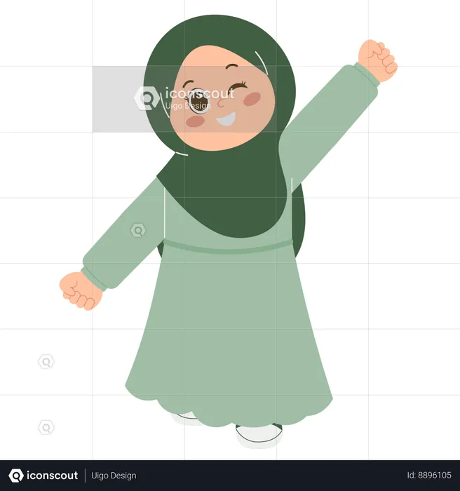 Linda garota hijab feliz  Ilustração