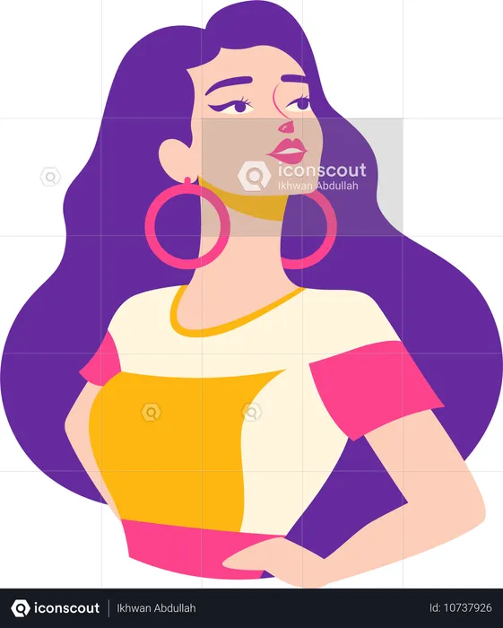 Linda personagem feminina vestindo roupa da moda em estilo retrô  Ilustração