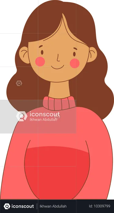 Linda personagem nerd inocente vestindo suéter rosa  Ilustração