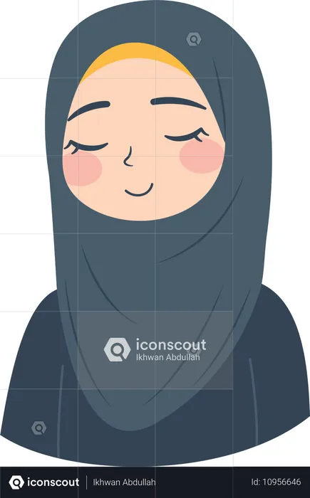 Linda garota muçulmana sorrindo usando hijab  Ilustração