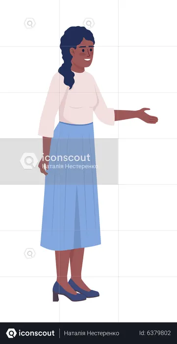 Linda mulher esticando a mão em saudação  Ilustração