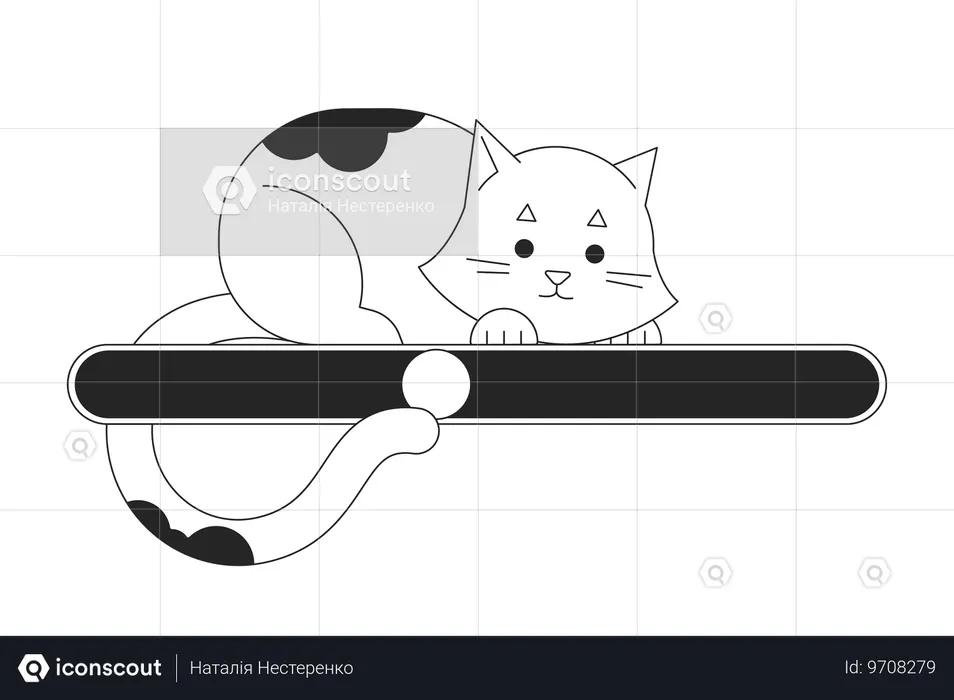 Lindo gato juguetón debajo  Ilustración