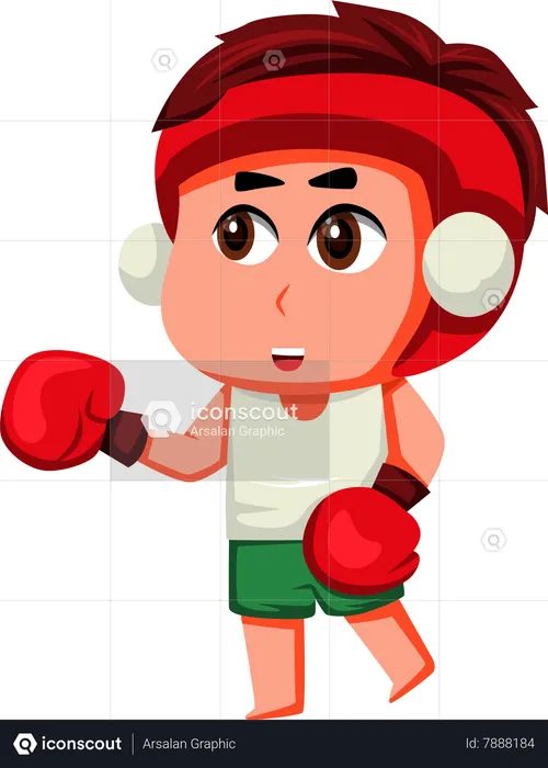 Lindo niño haciendo boxeo  Ilustración