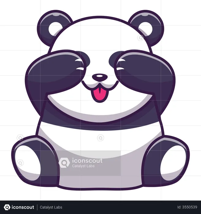 Lindo panda poniéndose las manos en los ojos  Illustration