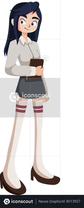 Lindo personaje de estudiante femenina  Ilustración