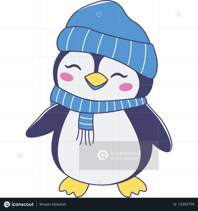 Lindo pingüino con sombrero chal  Ilustración