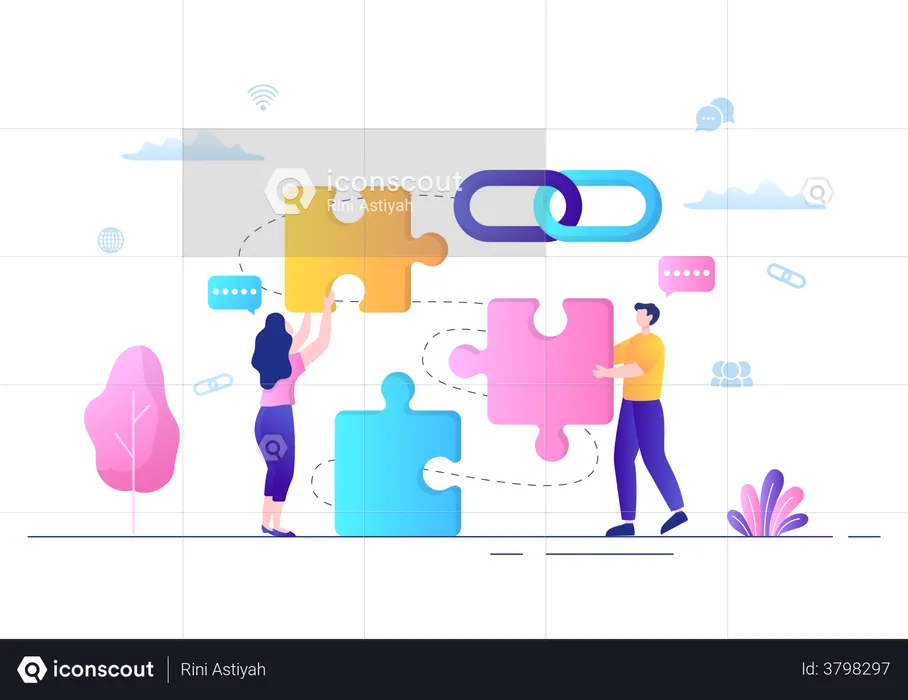 Linking search engine results  Illustration