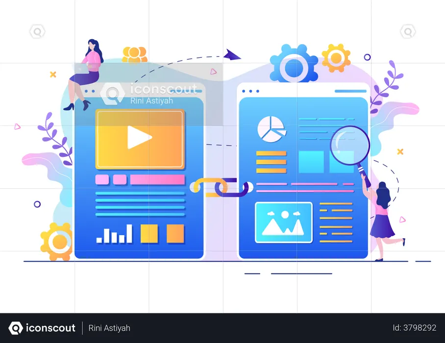 Linking two websites together  Illustration