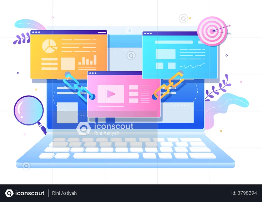 Linking website backend  Illustration
